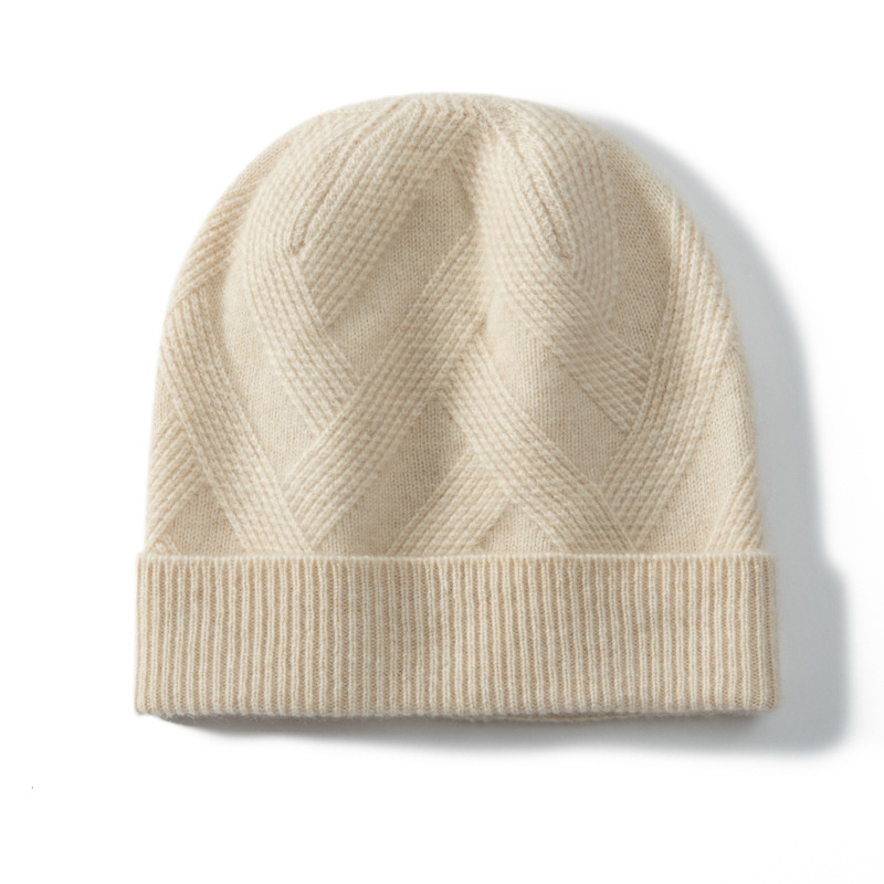 100% Cashmere Cuffed Beanies Twill Weave REAL SILK LIFE