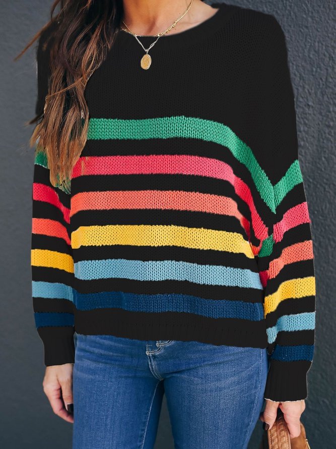 Cotton-Blend Long Sleeve Crew Neck Sweater