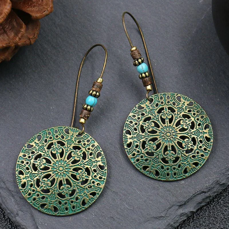 Hollow Floral Butterfly Retro Alloy Ladies Casual Earrings