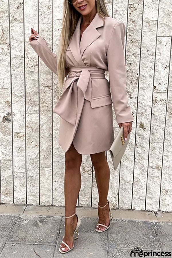 Loose Multicolor Suit Collar Dress