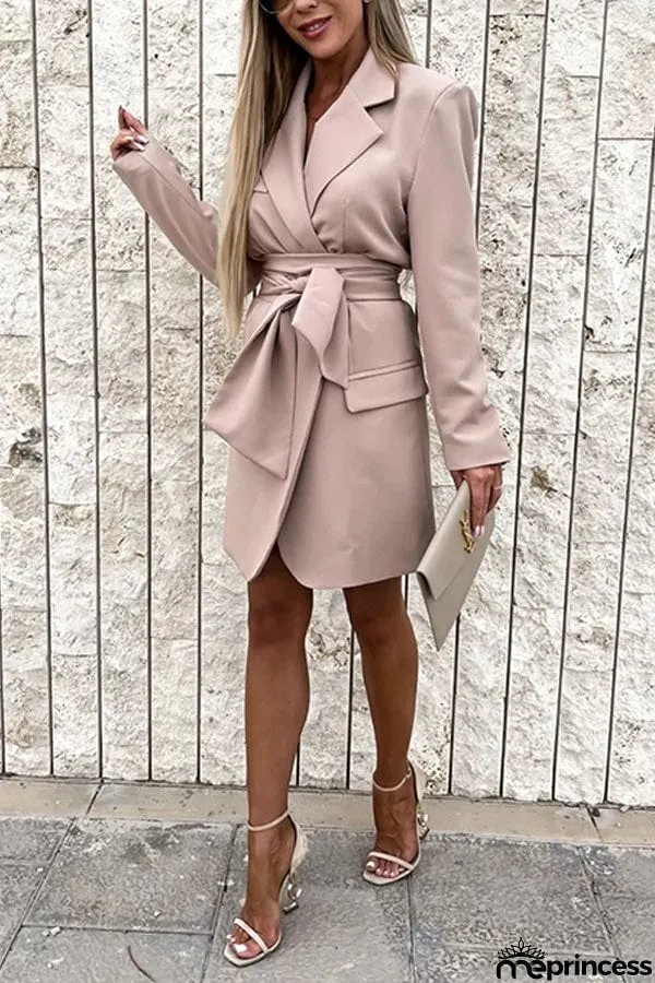 Loose Multicolor Suit Collar Dress