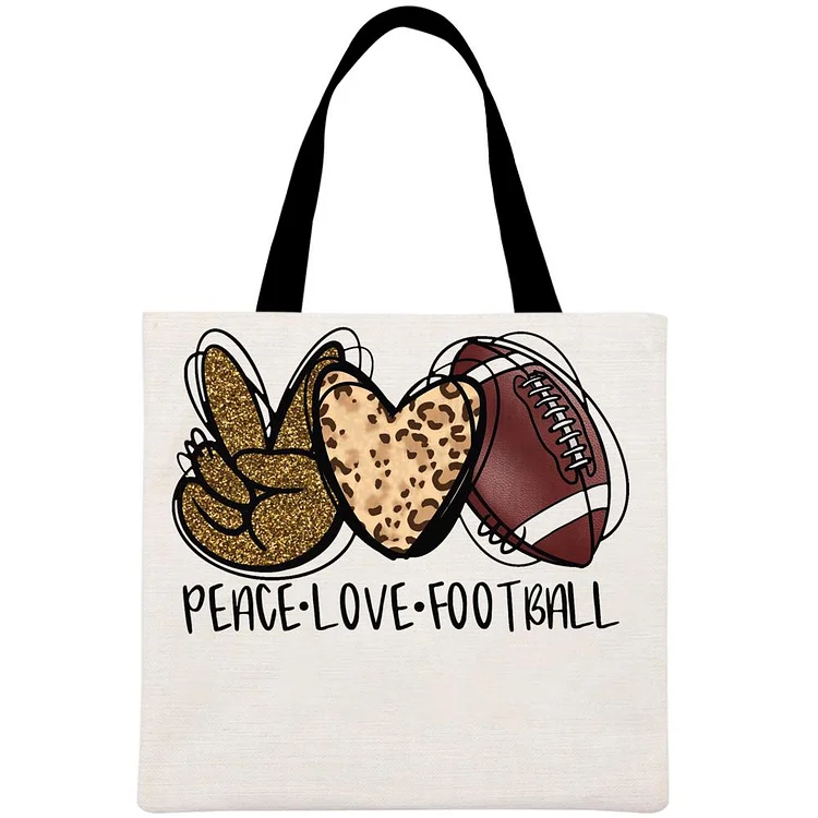 Peace love football Printed Linen Bag-Annaletters