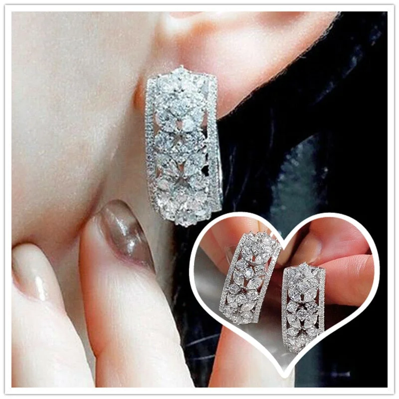Huitan Personality Long Studs Ear Piercing Earrings for Women Dazzling CZ Stone Stylish Lady's Party Jewelry 2021 Trend Earrings