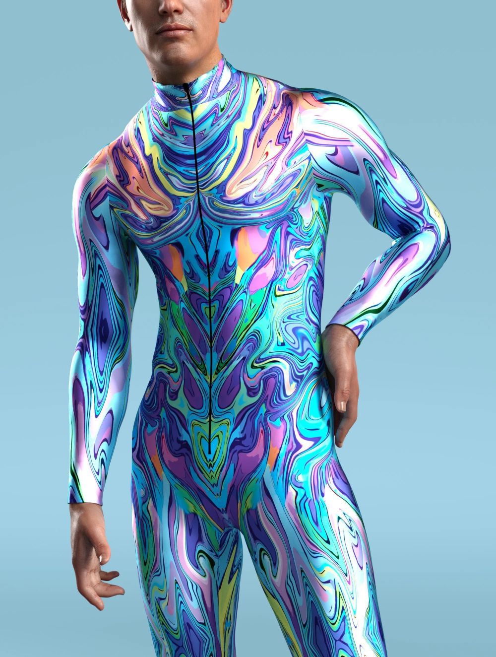 Futuristic Tech Cyberpunk Tights 3D Digital Printing Jumpsuit