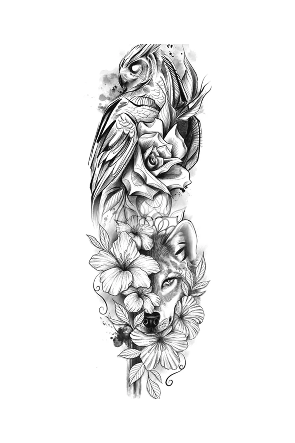  Temporary Tattoos Skeleton Hand For Men Women Horrer Adult Wolf Tiger Full Skull Totem Tatto Body Arm Legs Tattoos 921-1