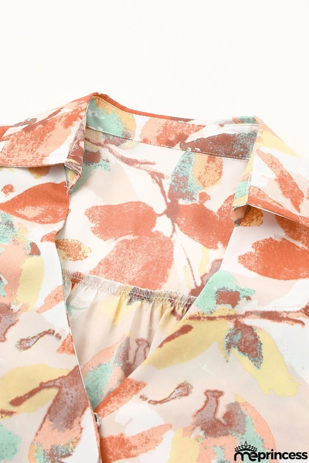 Floral Print Wrap Long Sleeve Blouse