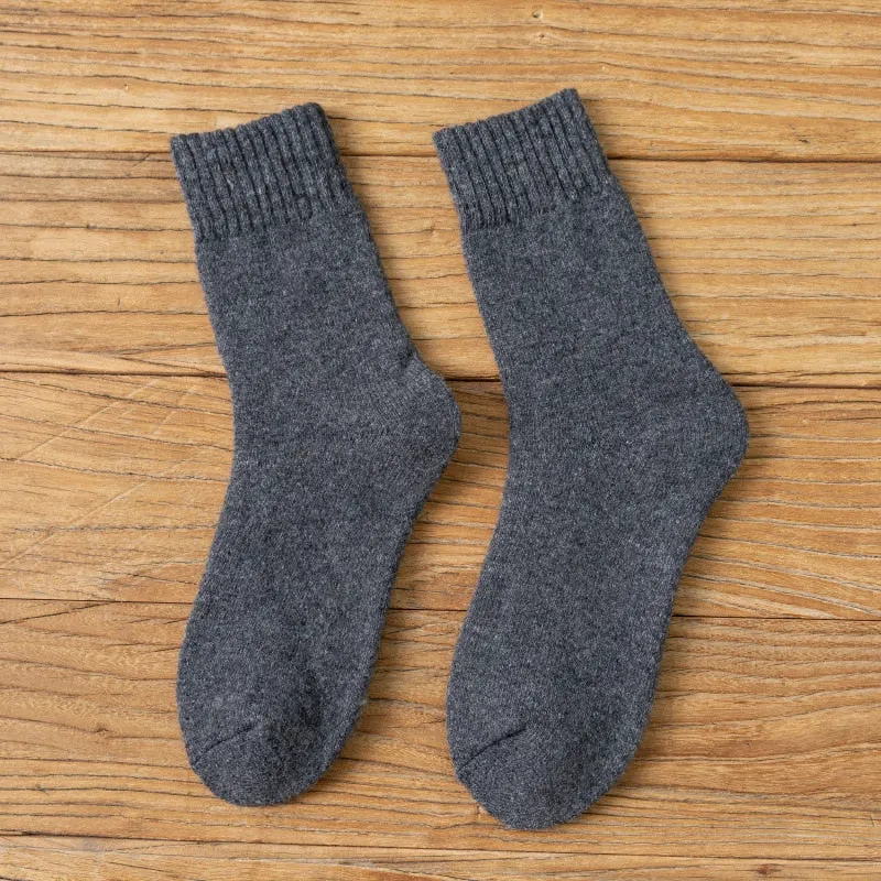 Winter Women Socks Thick Warm Solid Color Wool Harajuku Sox Retro Cold Resistant Fashion Casual Cashmere Cotton Socks for Female
