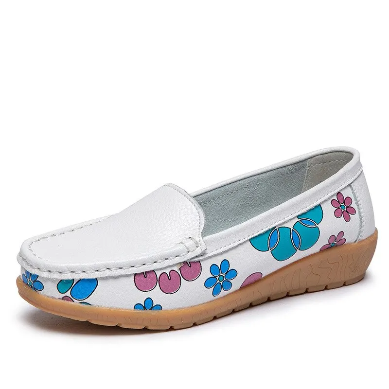 Cute Sen Loafers Round Toe Flat Shoes Women Shoes National Wind Shallow Mouth Floral Flower Comfortable Soft Bottom Shoes