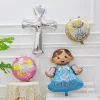 20PCS Babyshower Cross Baptism Ceremony Aluminum Film Balloons Community Party Festive Decors