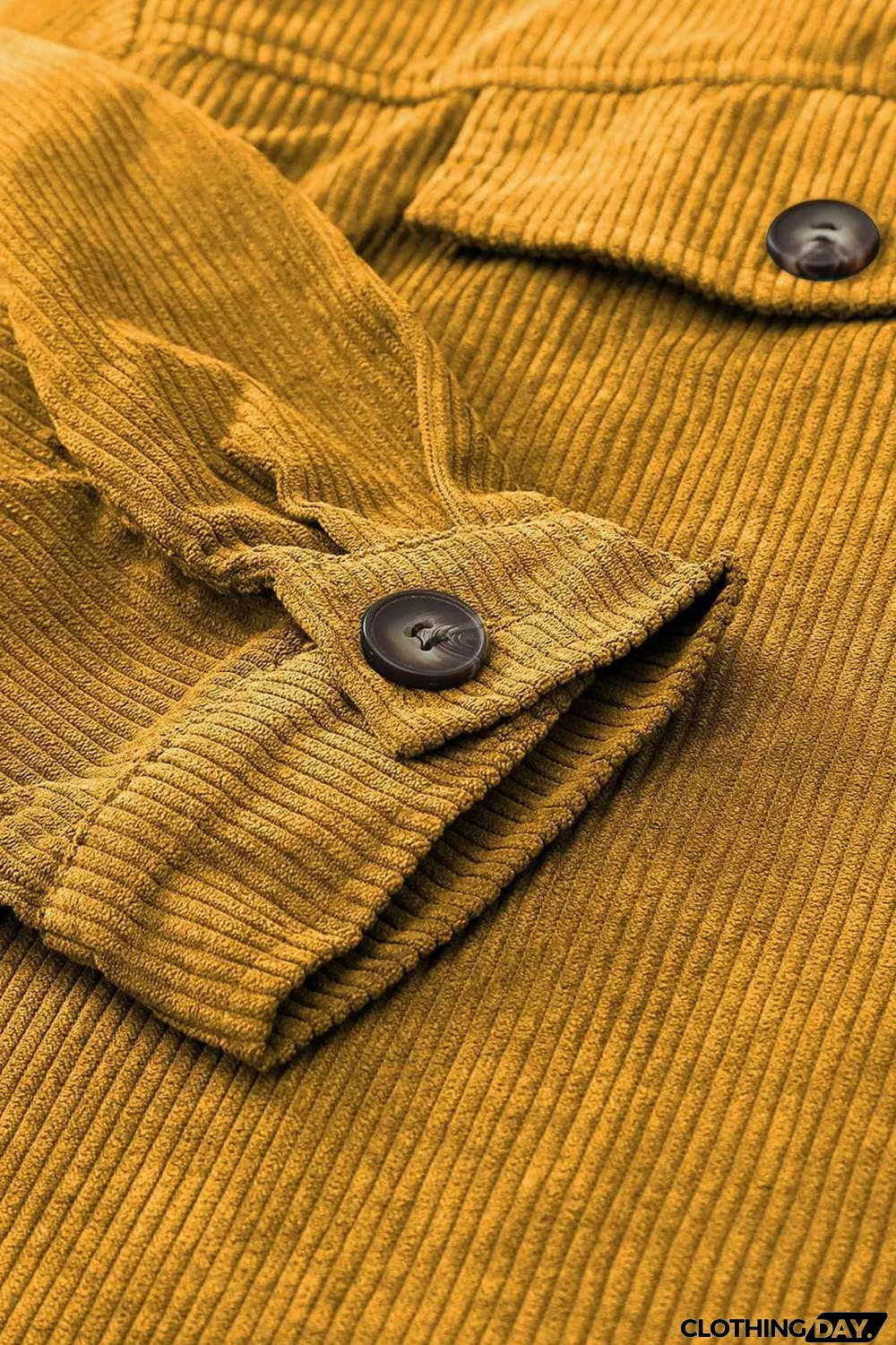 Yellow Corduroy Long Sleeve Button-up Shirt Coat