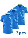 3pcs Men'S Custom Photo/Logo Golf & Gym Shirts - Quick-Dry Breathable Button-Up Collar, Personalized Athletic Tops for Running, Sports Events - All-Season Comfort Fit- Ideal for Teams, Corporate Gifts, Personal Use, Golf Shirt
