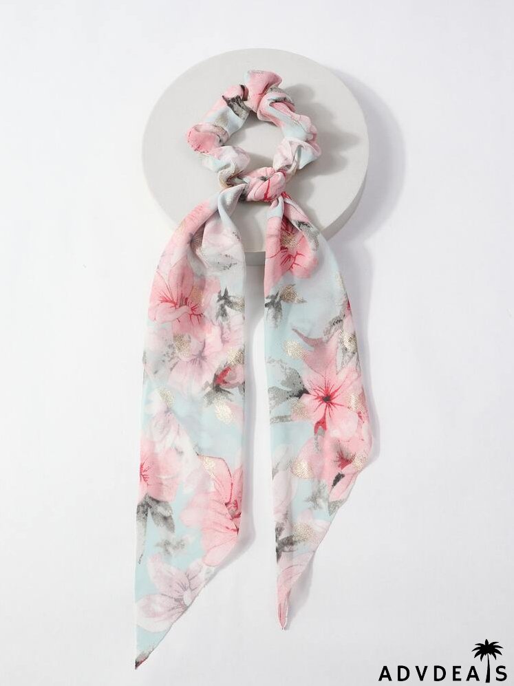 Flower Pattern Scrunchie Scarf
