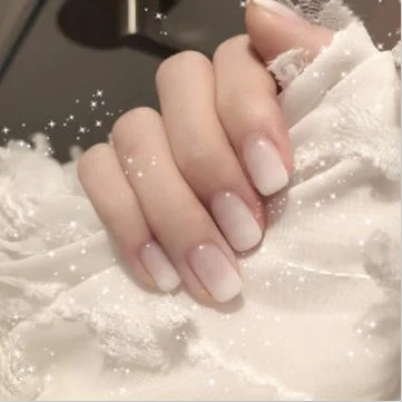 24pcs/set White Gradient Fake Nails Pre-design Nail Accessories Full Cover Nail Art Tips Manicure Square False Nails-Nail Inspo