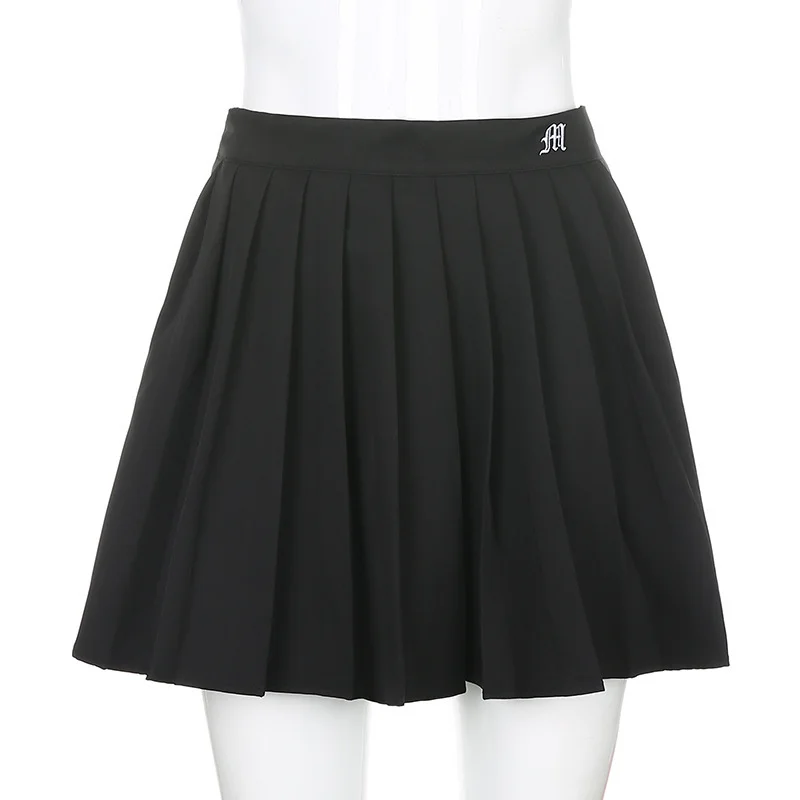 Uveng Uveng White Pleated Skirt Short Female Elastic Waist Mini Skirt Sexy Micro Summer Embroidery Mini Tennis Skirt New Style