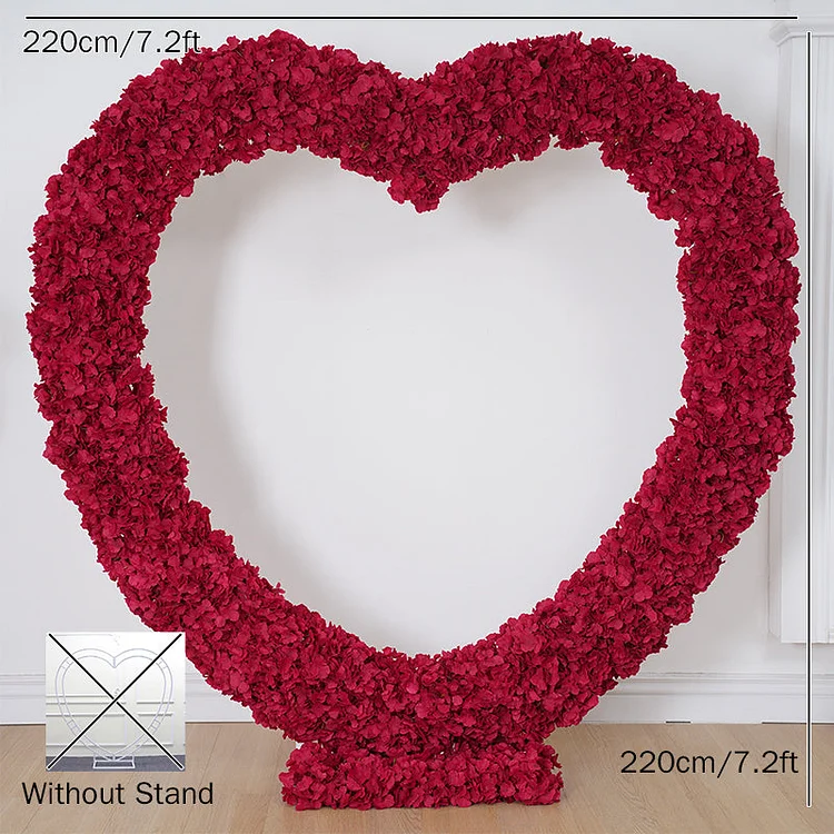 A8767 Red Cloth Base Floral Arrangement Decor Wedding Backdrop Heart-Shaped Arch