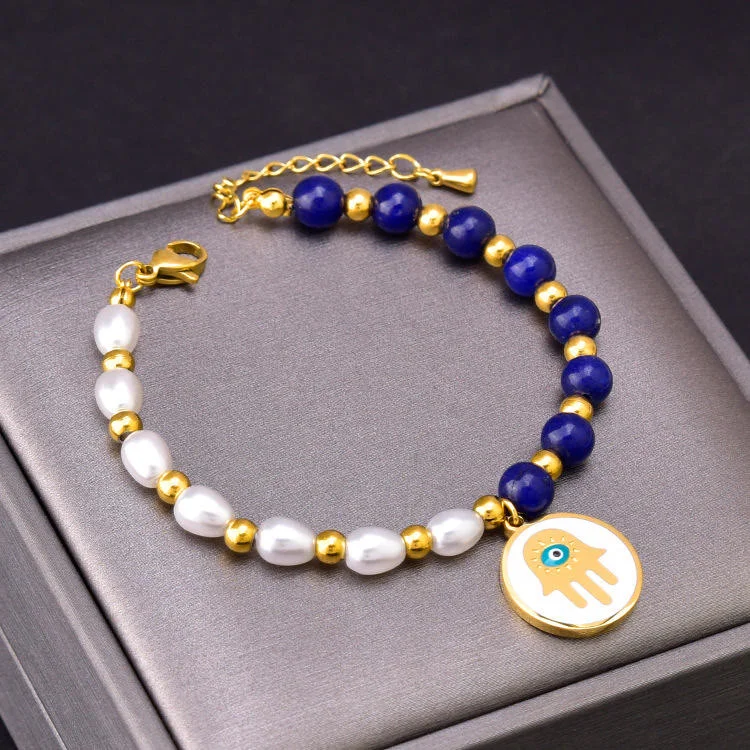 Olivenorma Pearl Lapis Lazuli Turquoise Necklace Bracelet Earrings Set