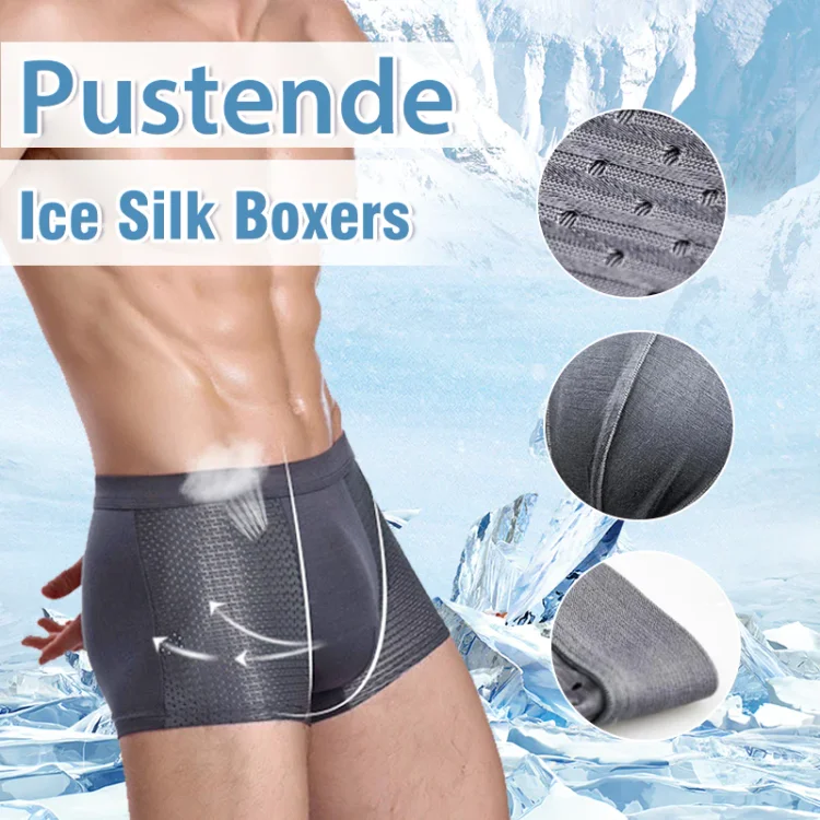 Men's Ice Silk Underwear, Boxer Shorts, Cool Cuecas, respirável