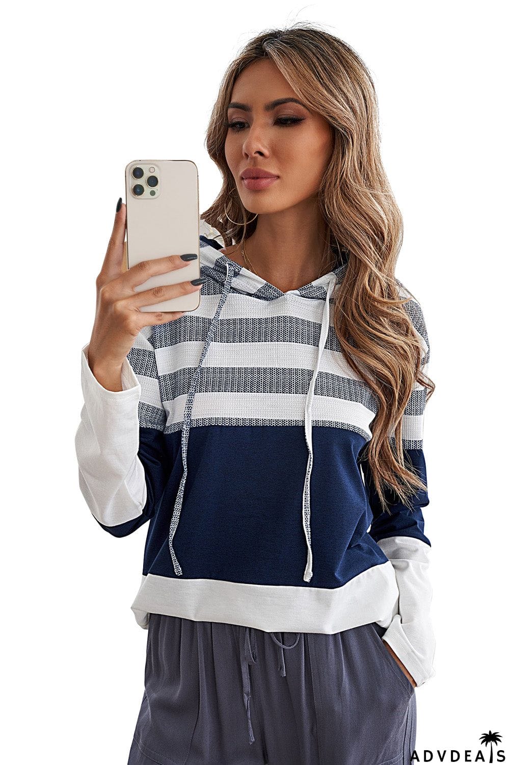 Color Block Drawstring Hoodie