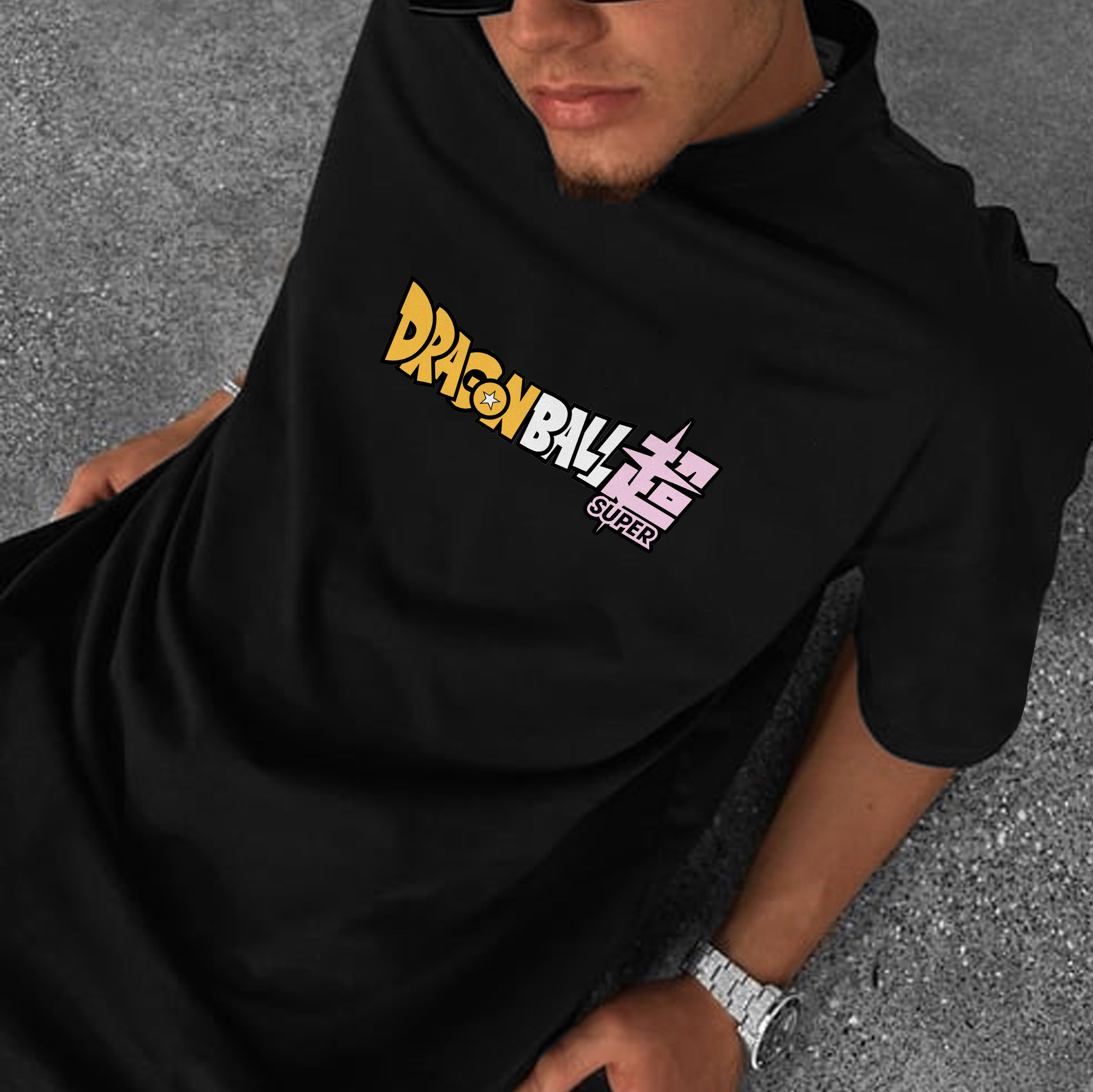 Oversized Cotton Anime Print T-Shirt