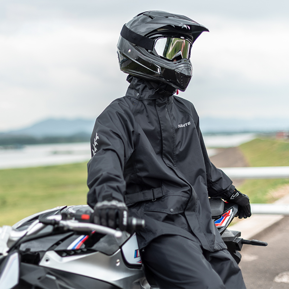 

SULAITE Raincoat Suits Adults Waterproof Motorcycle Riding Rain Pants Black, 501 Original