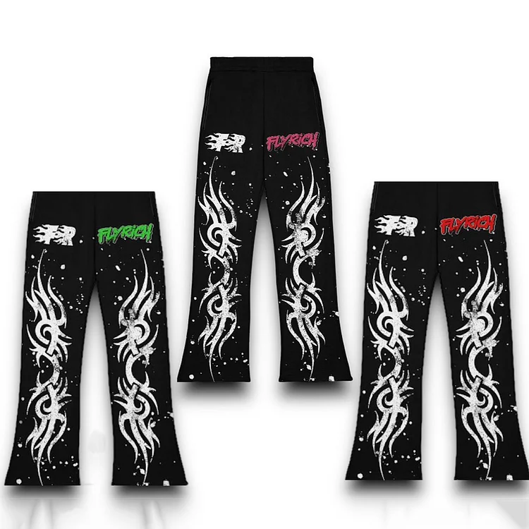 Loveciss Artistic Fly Get Rich Vintage 2019 Stylish Casual Flared Trousers