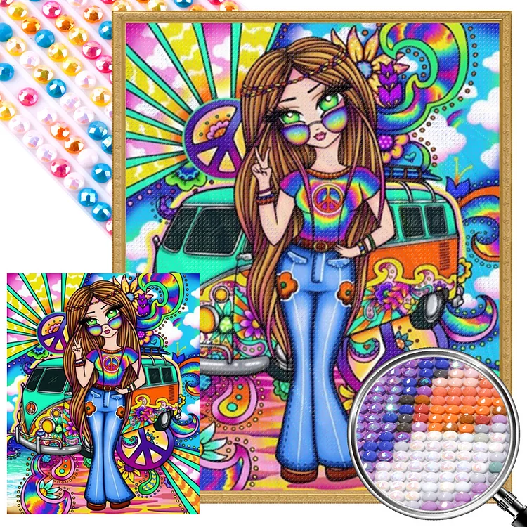 Beautiful Girl - Full Round(Partial AB Drill) - Diamond Painting(45*55cm)