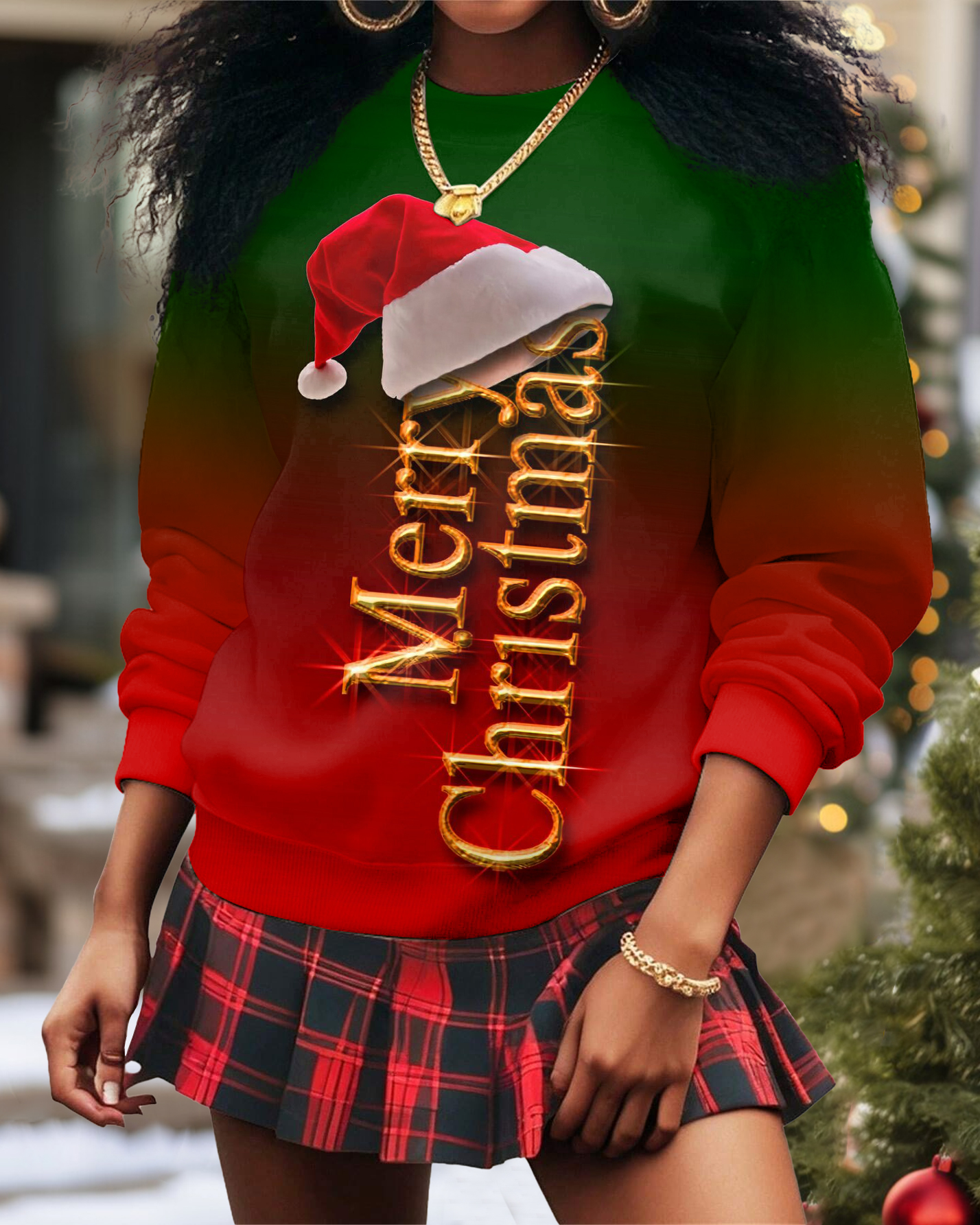Gradient Merry Christmas Crewneck Sweatshirt