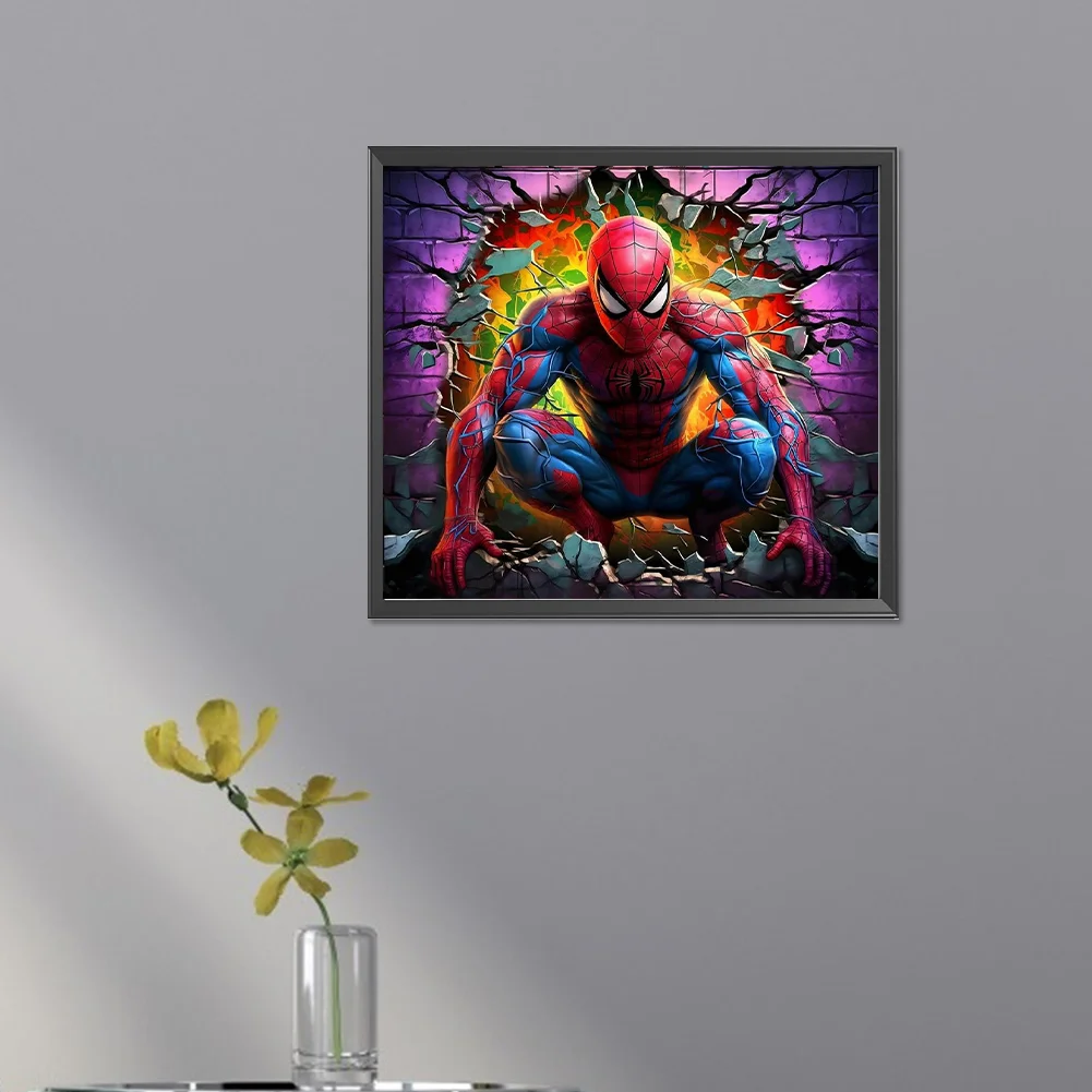 Diamond Painting - Full Round Drill - Spiderman Breaking Wall(Canvas|40*35cm)