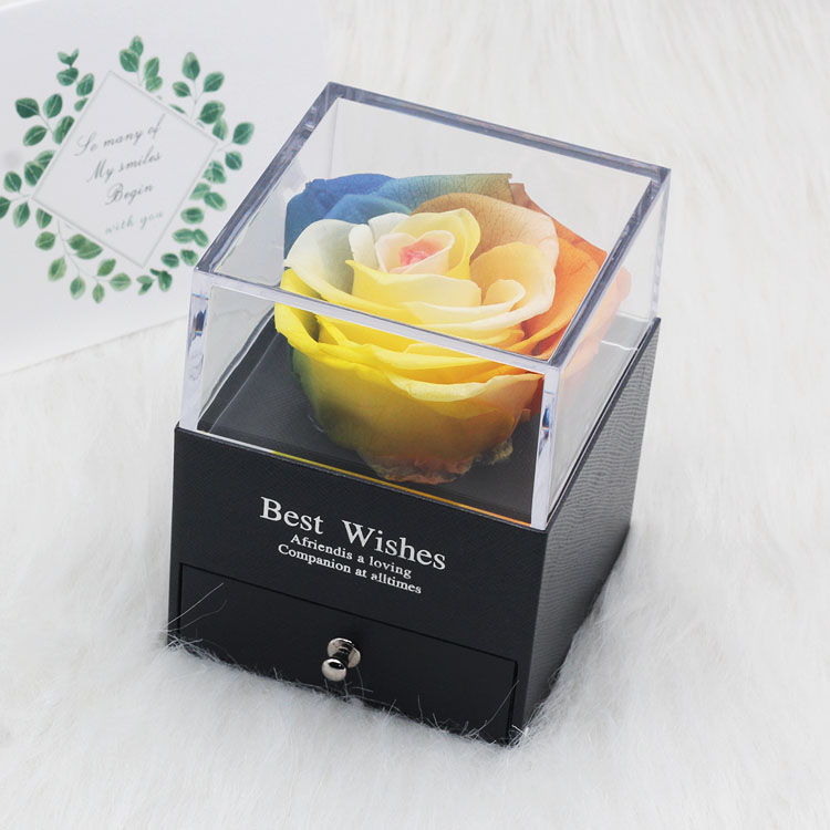 Tegooe DuHouse Forever Roses Preserved Real Flowers in Glass Dome Eternal Flower Gift for Her Valentines Day Anniversary B...