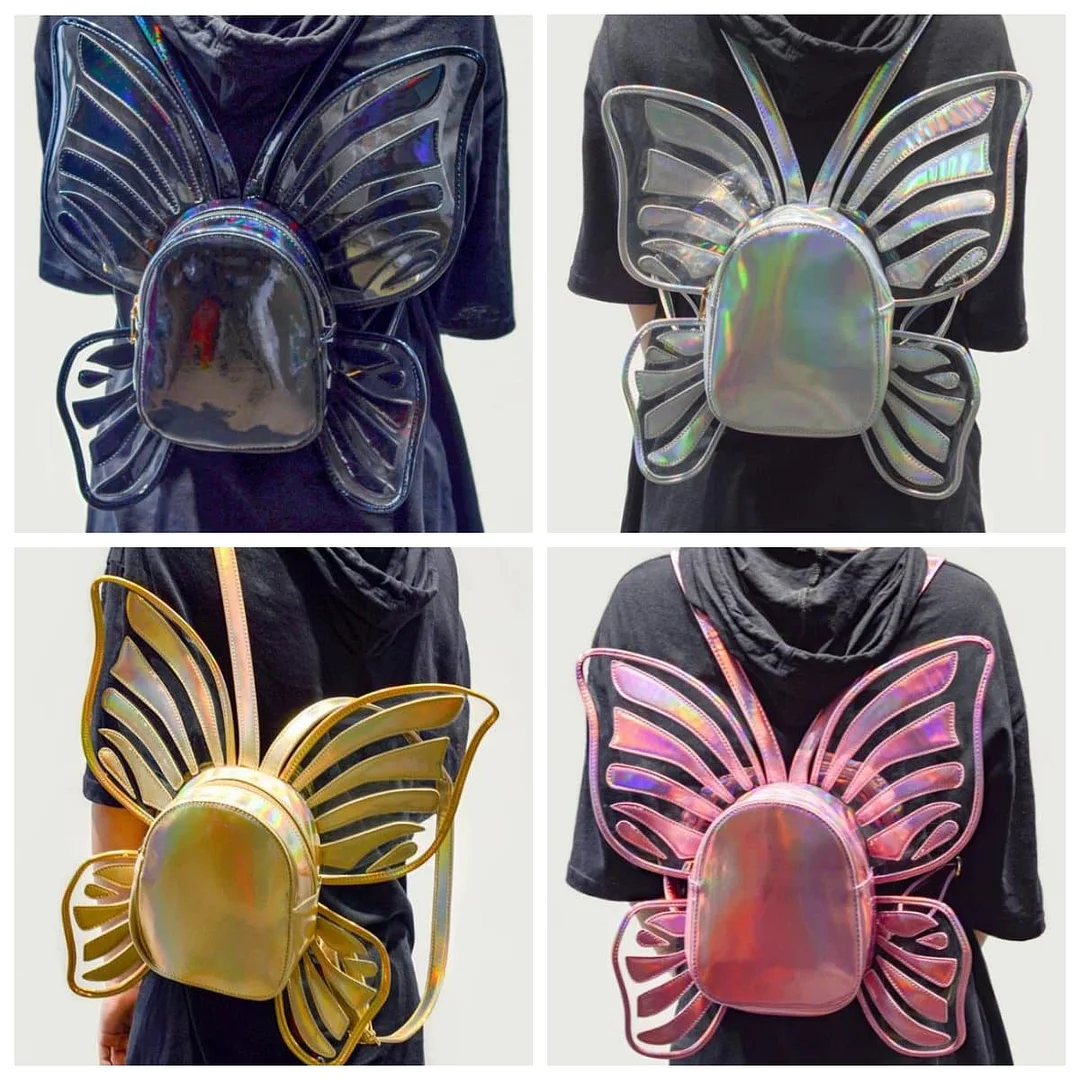 4 Colors Hologram Butterfly Wings Backpack S12791
