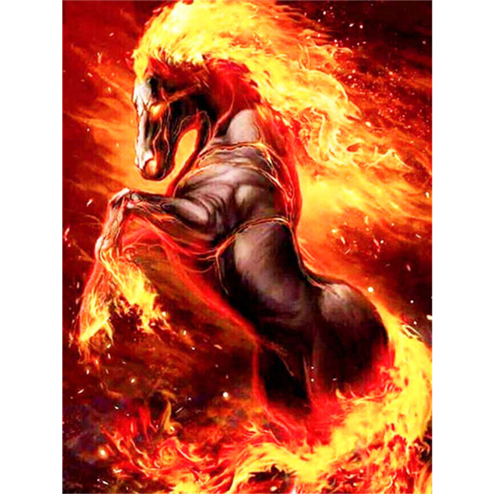 

30*40CM - Square Drill Diamond Painting - Flame Horse, 501 Original