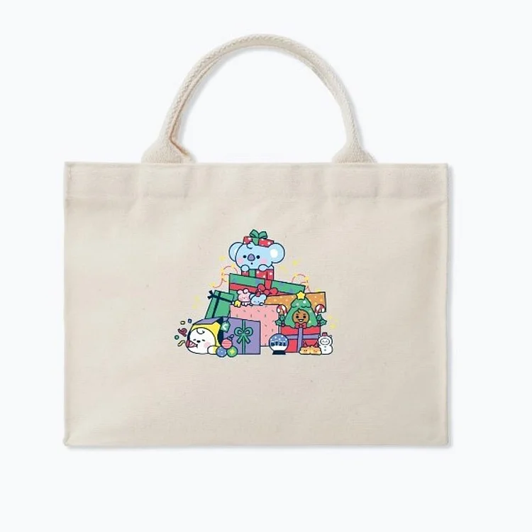 BT21 BABY Christmas Happy Holidays Canvas Grocery Shopping Bag