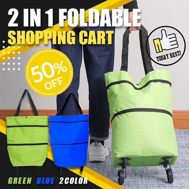 🔥Hot Sale🔥2 In 1 Foldable Shopping Cart