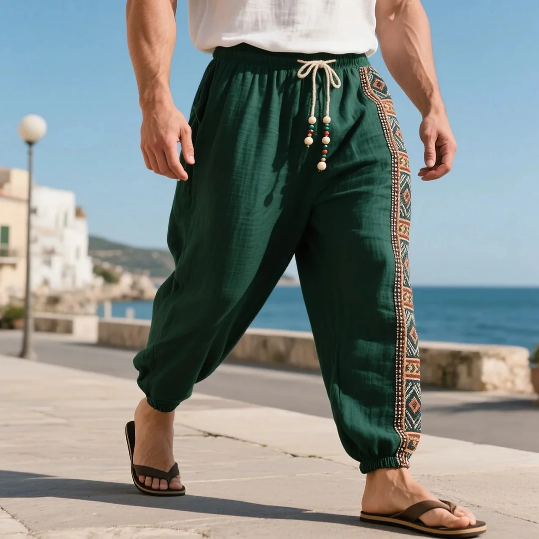  Stylish Ethnic Patterned Drawstring Pants for Men - Perfect for Summer Outdoors