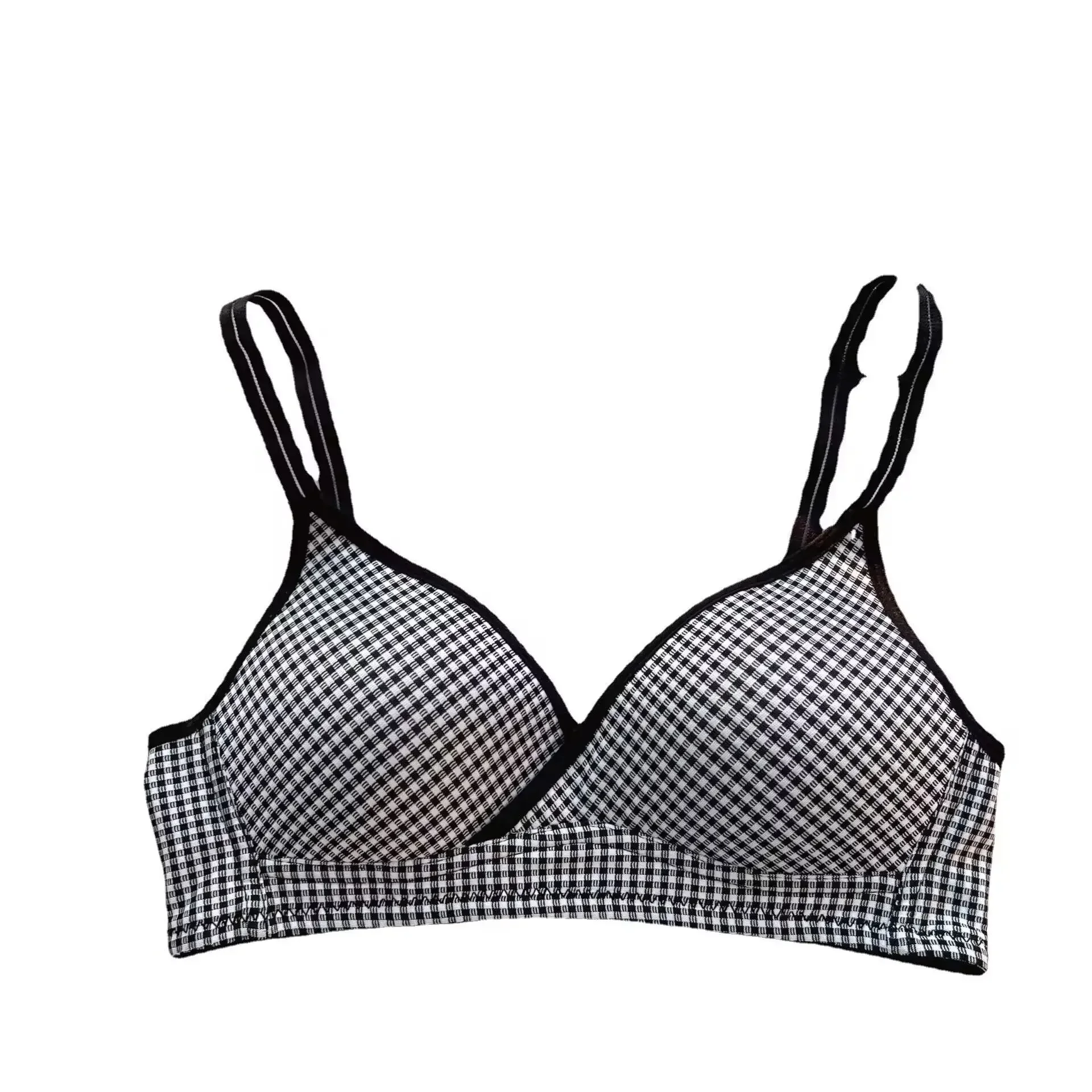 Teamgoo Bra for Women Seamless Wireless Push Up Top Bra Breathable Plaid Cute Bralette Ladies Underwear Comfort Sexy Lingerie Ropa Mujer