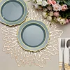 10 Pack | 8" Dusty Blue Plastic Dessert Salad Plates, Disposable Tableware Round With Gold Scalloped Rim