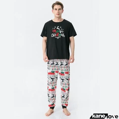 Men MERRY CHRISTMAS Graphic Top and Printed Pants Set