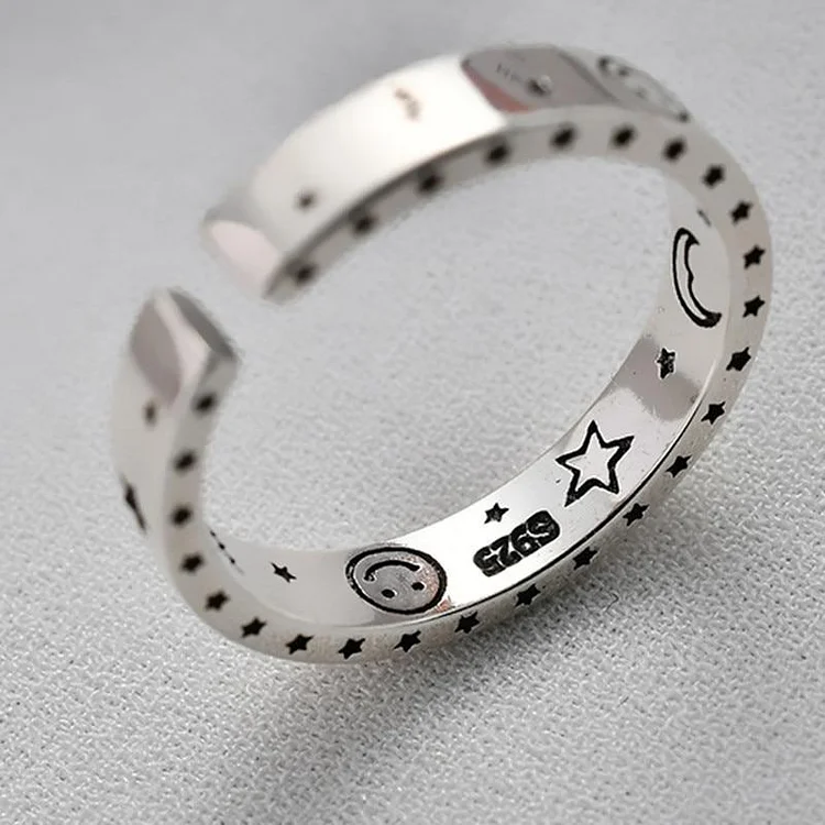 Star Moon Smiley Ring