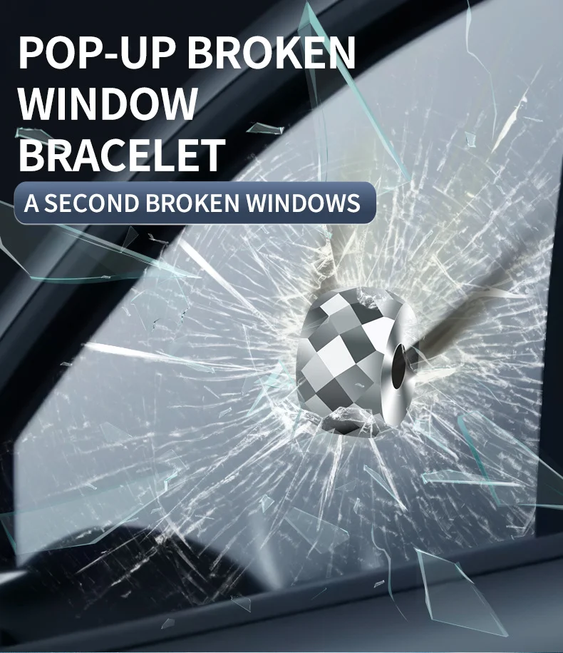 Window breaker tungsten carbide steel bead bracelet broken car window broken glass escape hand rope