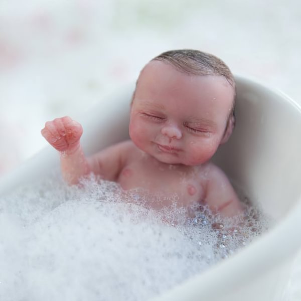 Miniature Doll Sleeping Full Body SiliconeReborn Baby Doll, 6 Inches Realistic Newborn Baby Doll Named Baird