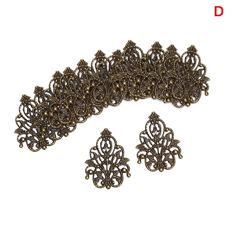 20pcs Wholesale Filigree crafts Hollow Embellishments Findings Jewelry Accessories Bronze Tone ornaments 35mm