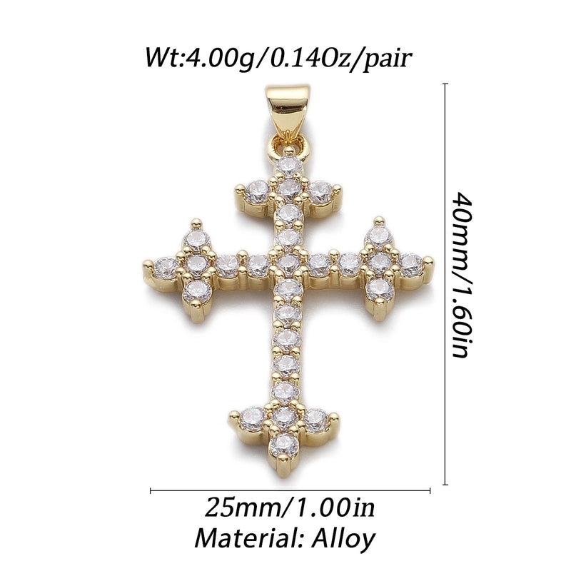 1 Piece Copper Zircon Cross Pendant