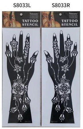 1pair 2pcs hand sleeve temporary tattoo stencil henna lace mandala tattoo template spray paint templates sheets lotus flowers