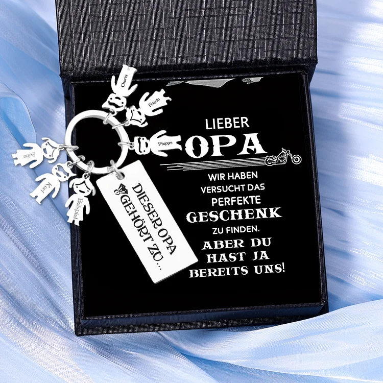 Kettenmachen Personalisierbare 6 Namen Schlüsselanhänger-Dieser Opa gehört zu-Geschenk für Großvater