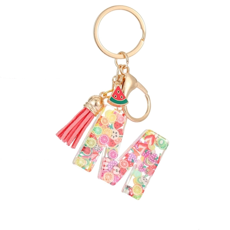 Cute Letter Tassel Watermelon Resin Unisex Keychain