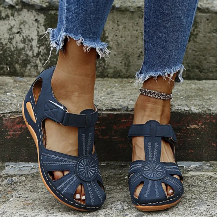 Summer Casual Women Sandals Wedge Heel Hollow Out Soft Beach Shoes-Annaletters