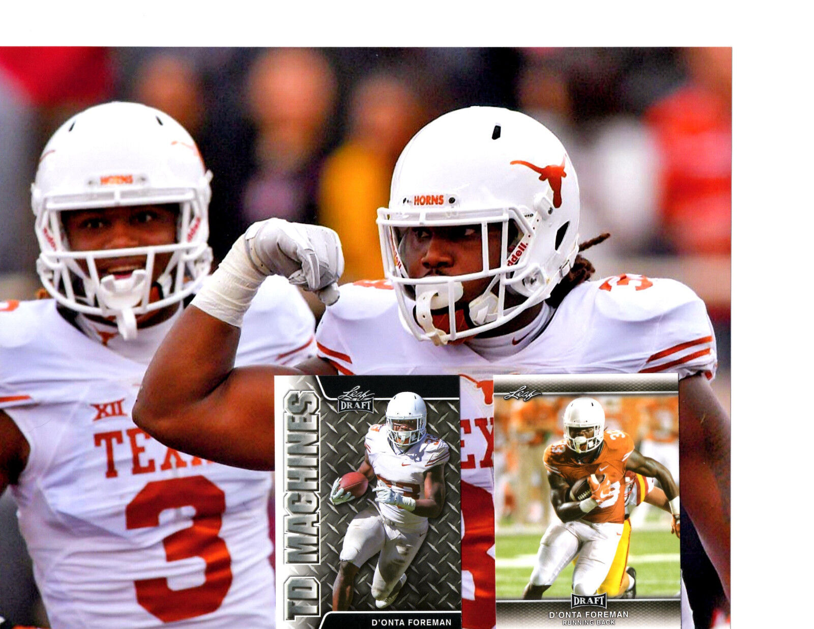 D'onta Foreman Texas unsigned 8x10 football Photo Poster painting & 2 rookie cards Texans!