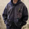 Handmade Distressed Heavyweight Hooded Double-Zip Sweatshirt Jacket