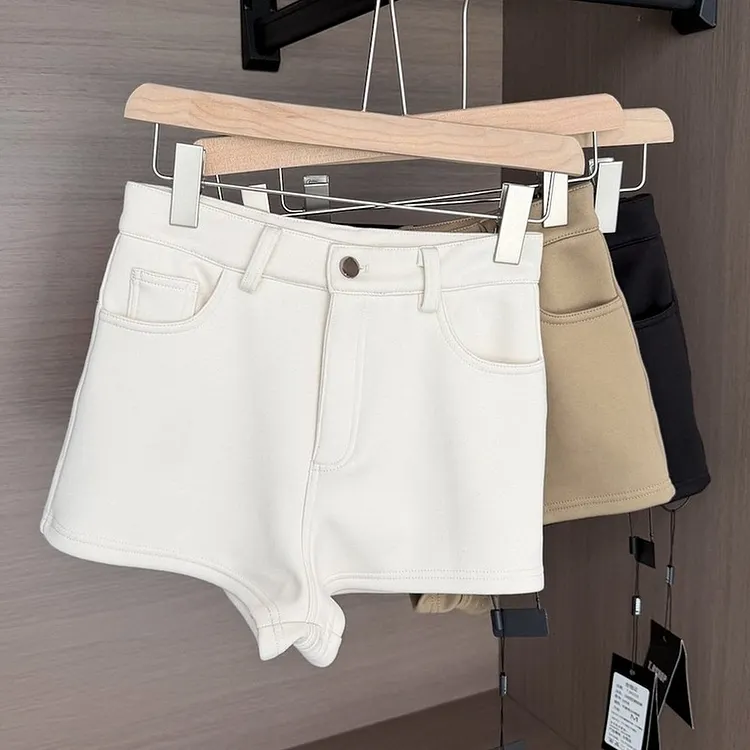 Fleece Lined High Waist Winter Shorts for Women
