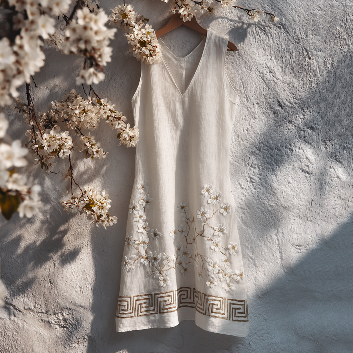 Retro Cherry Blossom Printed Pattern Tank Dress wearshes